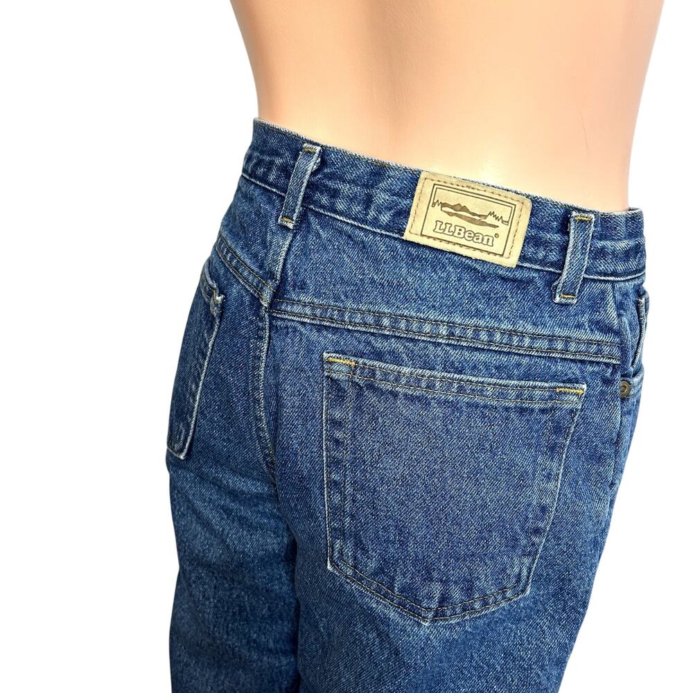 VTG 90s LL Bean 27 Blue Fleece Lined Denim Jeans Double L High Rise Warm USA - Picture 13 of 17